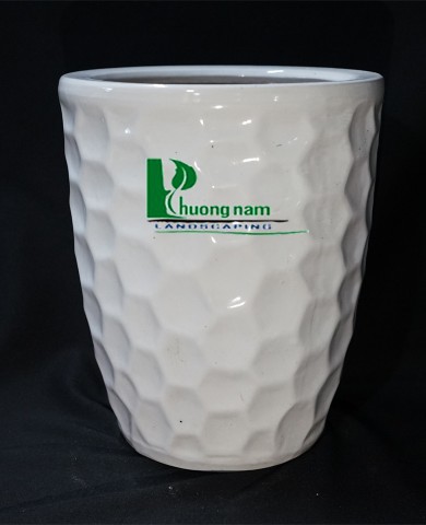 Chậu men trắng tổ ong