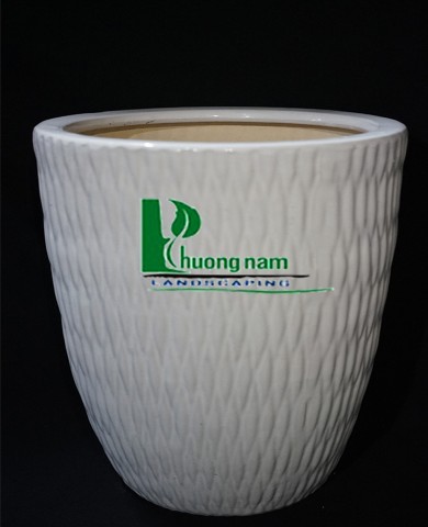Chậu men trắng lưới
