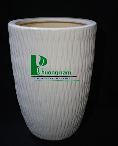 Chậu men trắng lưới