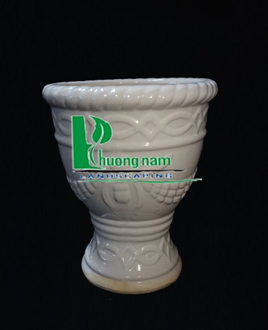 Chậu men trắng đôn