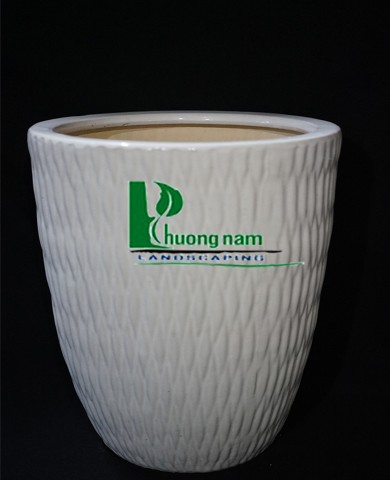 Chậu men trắng lưới