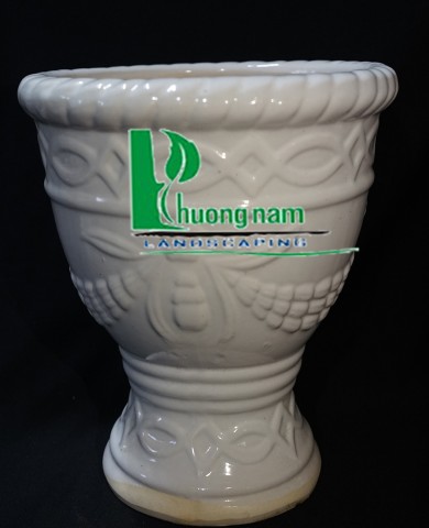 Chậu men trắng đôn