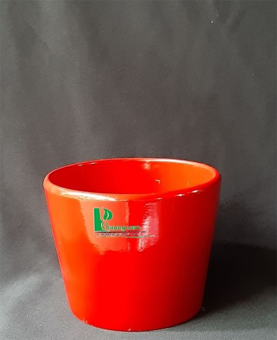 Chậu men tròn 14 x 12 cm (đỏ)