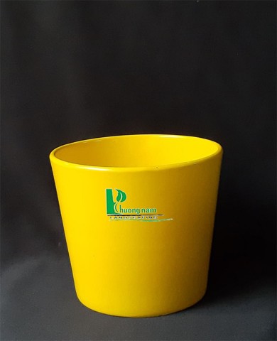 Chậu men tròn 14 x 12 cm (vàng)